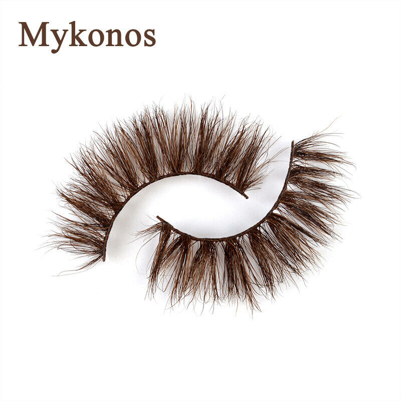 3D Mink Fake Lashes Natural Brown False Colored Eyelashes Thick Long Wispies