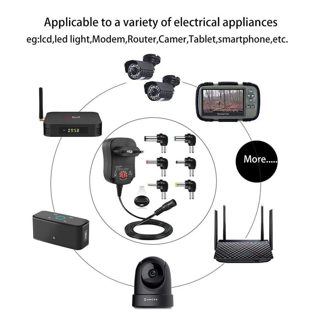 Universal Power Supply AC/DC LED Adapter Voltage 1.2A 3V/4.5V/5V/6V/7.5V/9V/12V