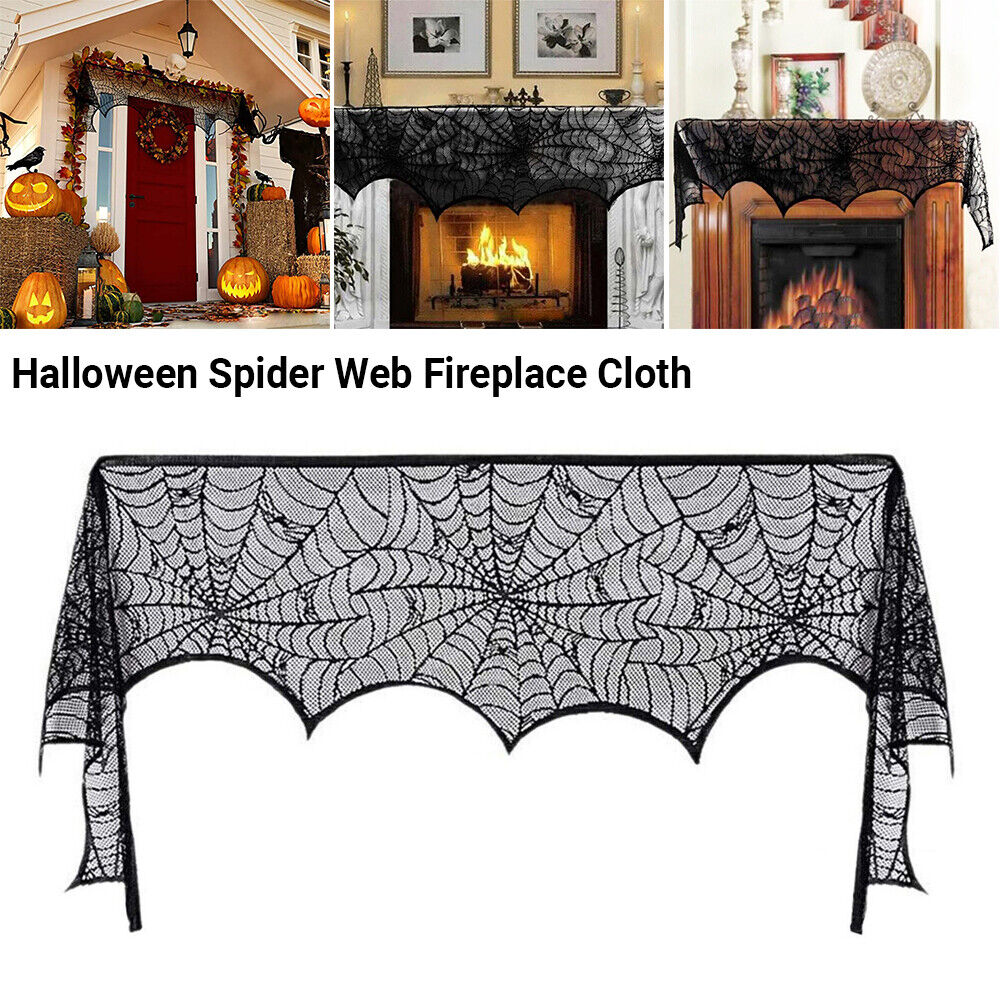 Halloween Table Cloth Fireplace Party Window Spider Web Cobweb Decoration