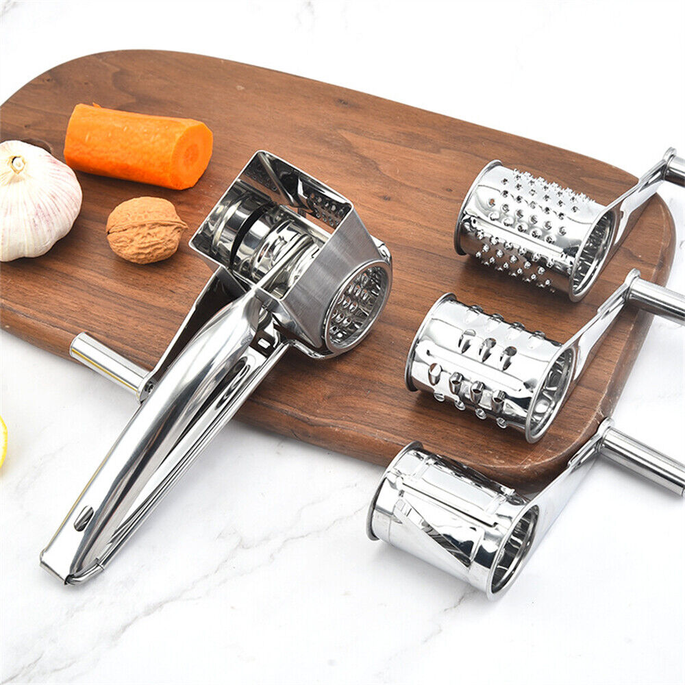 4 Set Multifunction Rotary Cheese Grater Hand Held Cut Slicer Stainless Steel