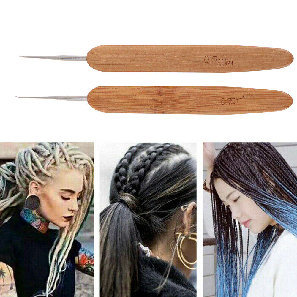 Bamboo Crochet Dreadlock Hook Needle Dread Tool Braiding Hair Maintenance Craft