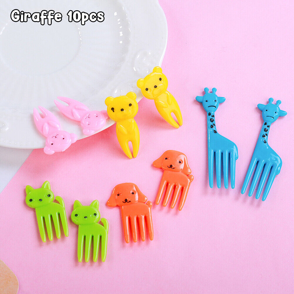 10Pcs Bento Cute Mini Animal Food Fruit Picks Forks Lunch Box Decor Kids Tool