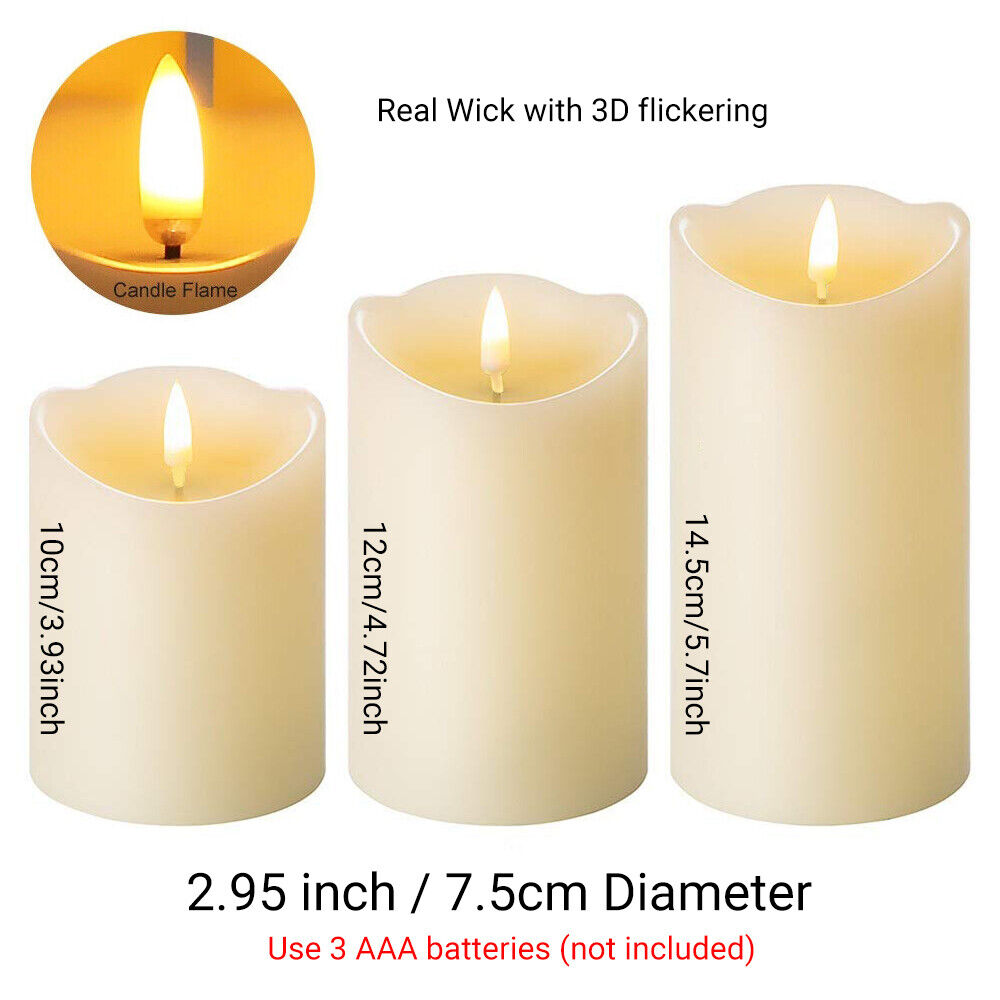 3x LED Battery Operated Tea Light Candles Wedding Party Realistic Candless Decor