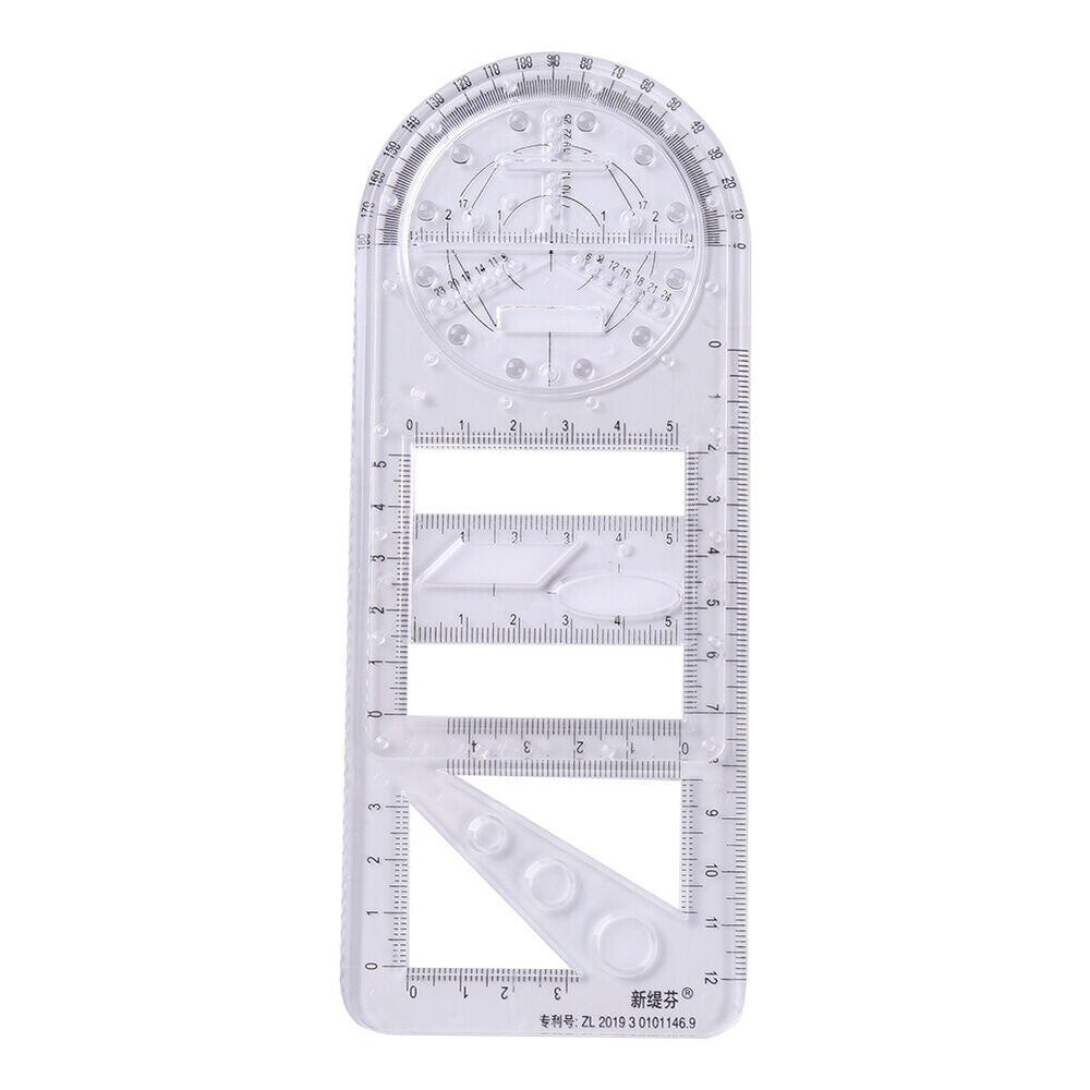 Geometric Ruler Students Rotatable Mathematical Ellipse Circle Drafting Tools