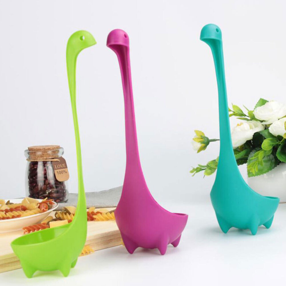 2x Nessie Soup Ladle Long Handle Loch Ness Monster Dinosaur Kitchen Food Spoon