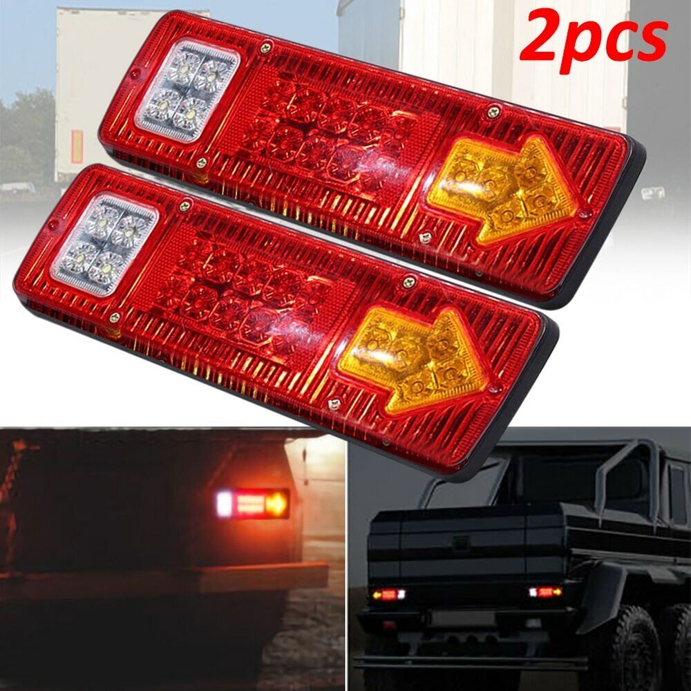 2x Universal 12V 4WD 19Led Caravan Truck Rear Tail Lights Indicator Lamp 30X8.5CM