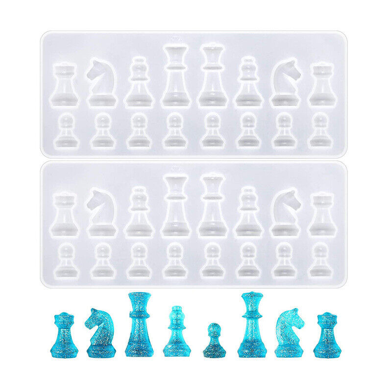 International Chess Checkers Silicone Mould Resin Epoxy Casting DIY Mold Tool