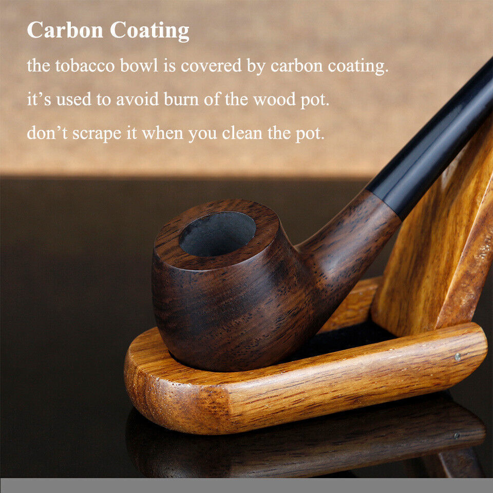 High Quanlity Ebony Wood Pipe Handmade Tobacco Pipes Wooden Smoking Pipe