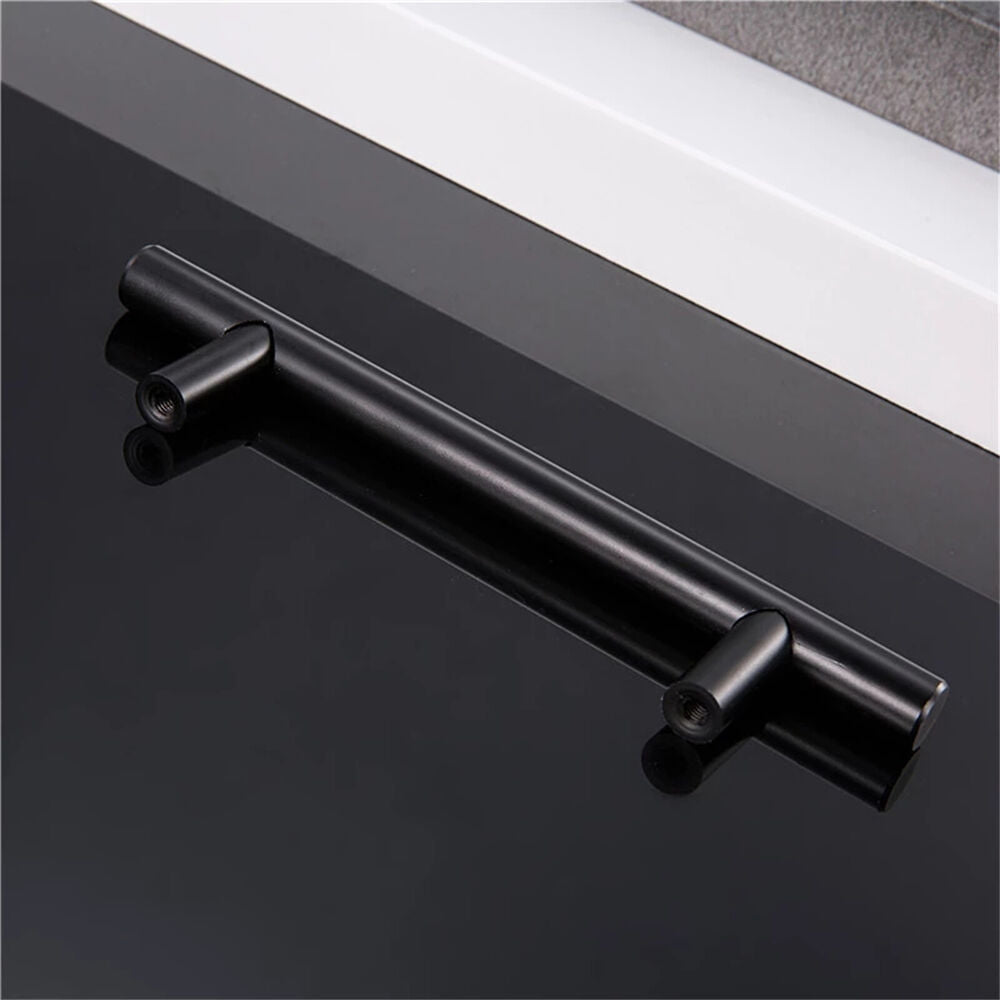 5 Kitchen Cabinet Door Handles Black Stainless Steel Door Drawer Pull T Bar