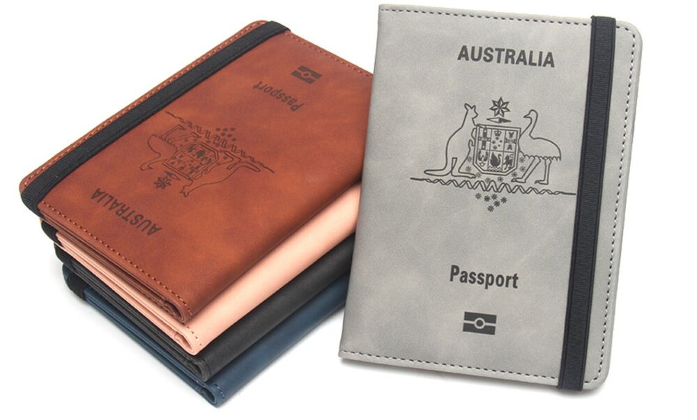 Travel Passport ID Wallet Holder Cover RFID Blocking Card Case Leather Brown