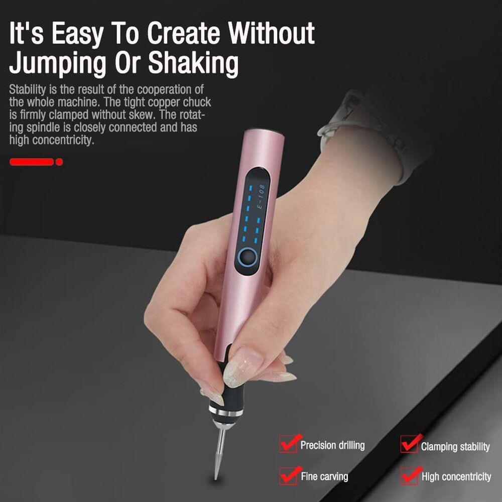 44pcs Electric Engraving Pen Cordless Carving Pen Rechargeable Micro Engraver Tool