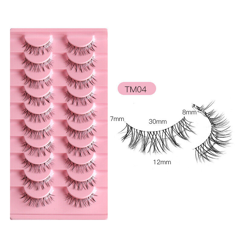 10 Pairs Faux Mink Fake Eyelashes Natural Short Cross Wispy Makeup False Lashes