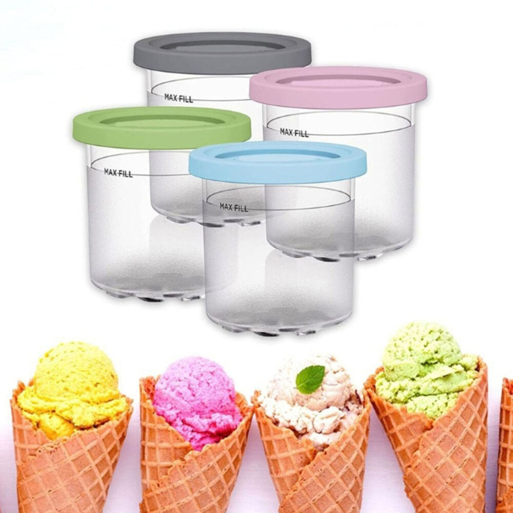 2xCream Pints Cup with Lids Ice Cream Containers Storage Jars For Ninja Creami