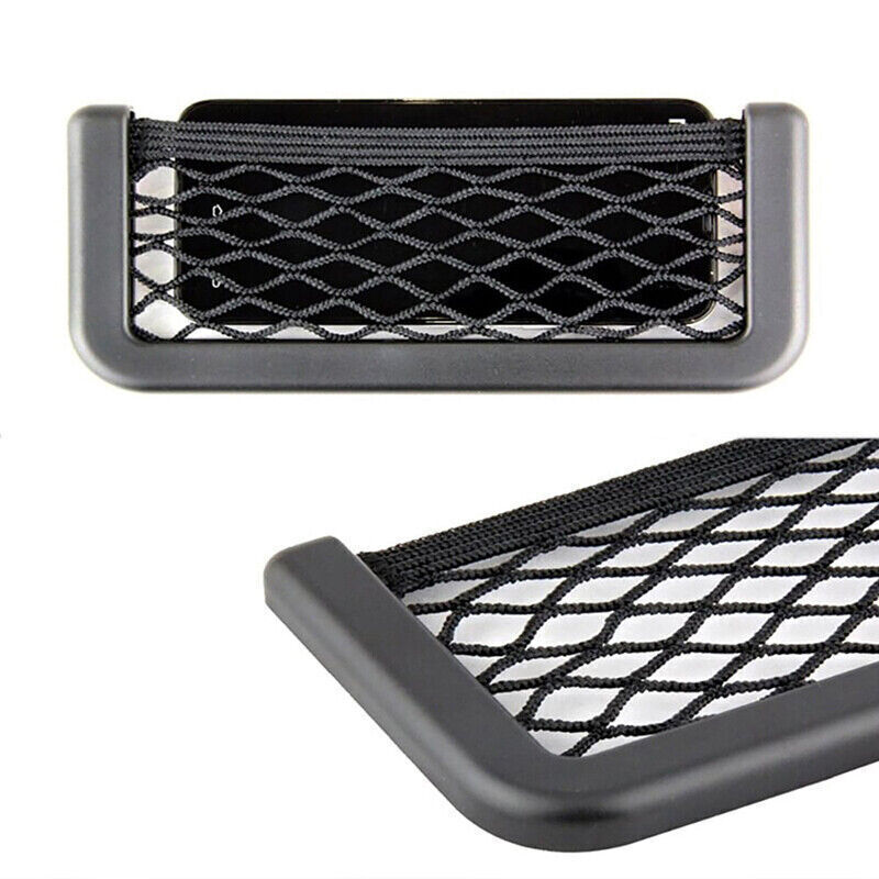 2x Medium Car Mesh Storage Holder Adhesive Net Pocket Phone Bag Card Black Truck