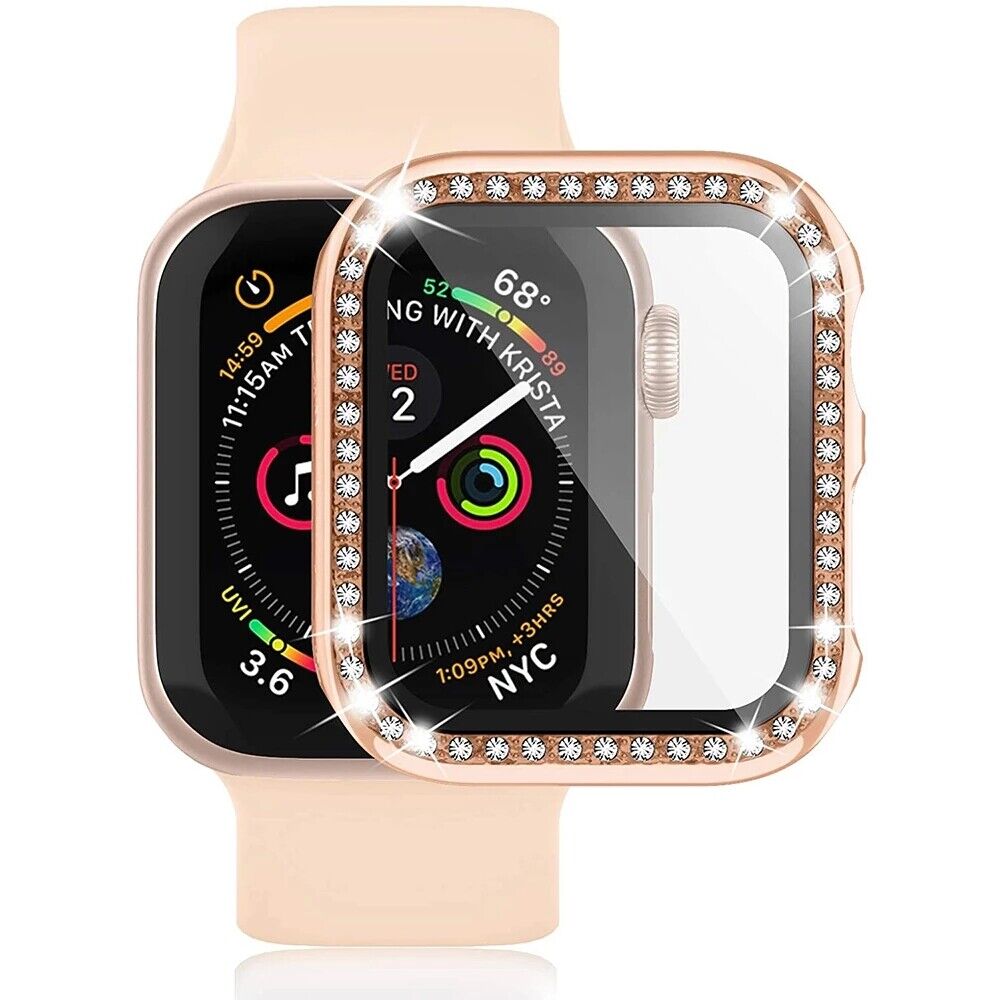 For Apple Watch SE 40mm 44mm 41mm 45mm Bling Diamond Case With Screen Protector