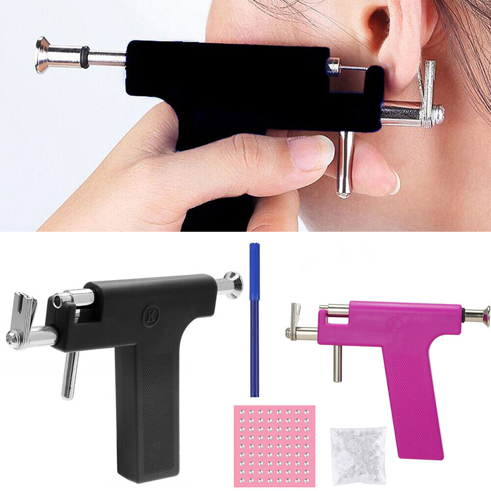 Professional Ear Piercing Gun Body Nose Navel Tool Kit Jewelry with 98 Studs DIY