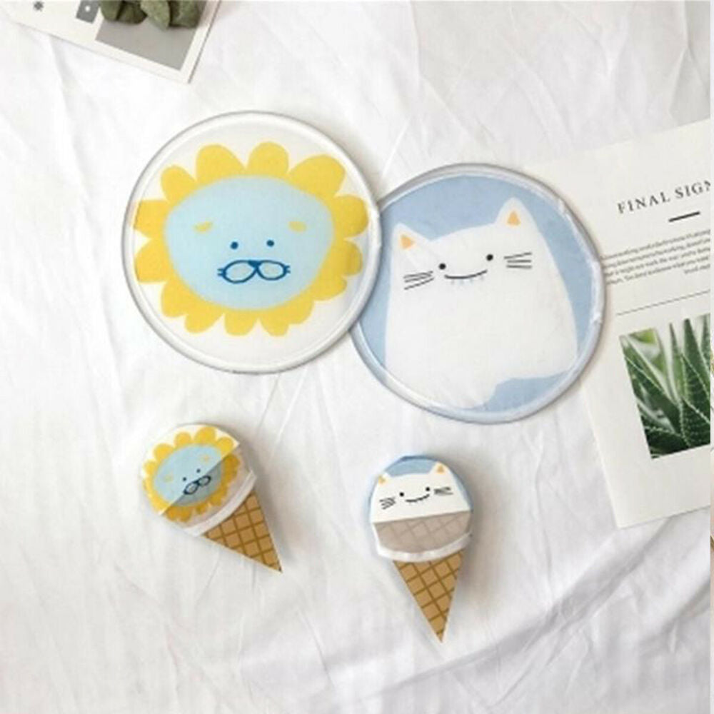 Portable Round Folding Fan Cartoon Mini Cute Hand Held Fans Summer Cooling Fan