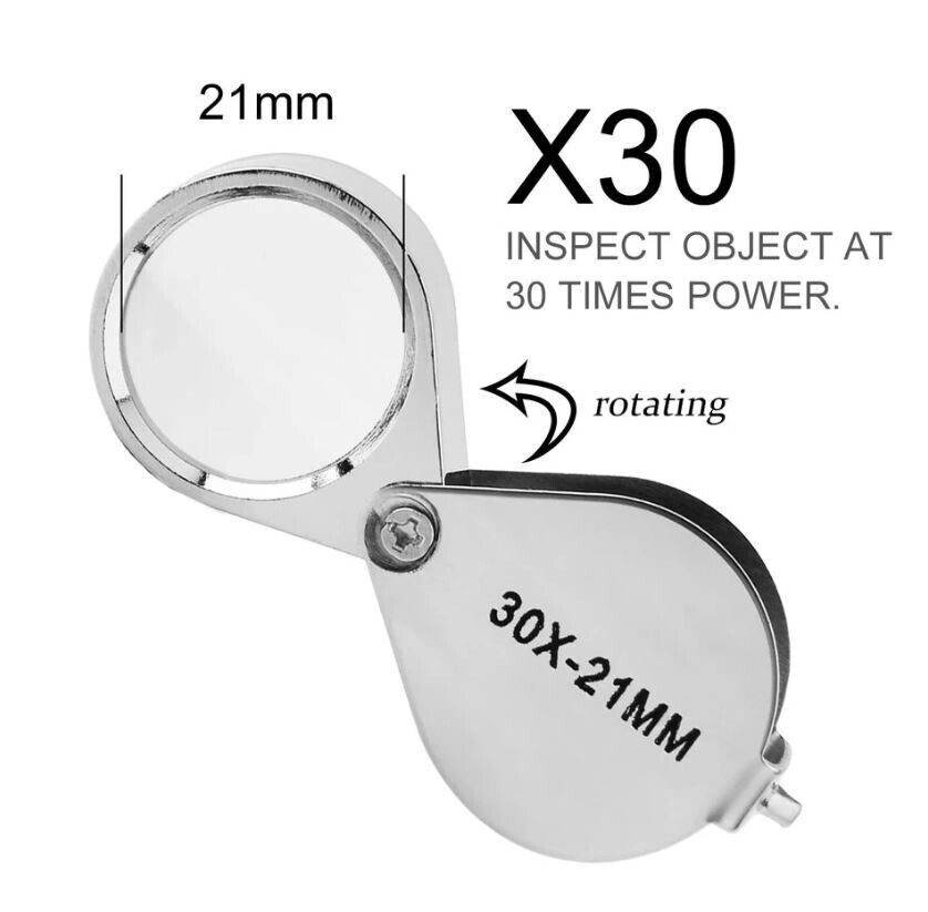 Jewellers Eye Loupe Magnifier 30 x 21mm Folding Magnifying Glass Jewelers