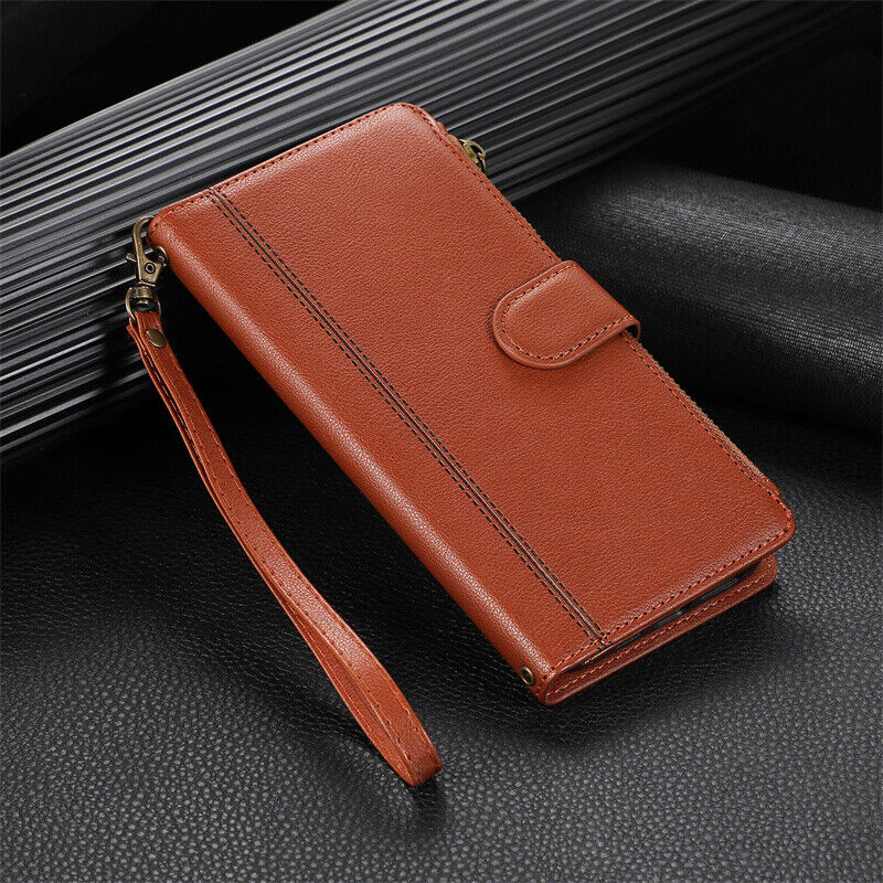 Zipper Wallet Flip Cover Case For iPhone 15 14 13 12 11 Pro XR XS Max 6 7 8 Plus