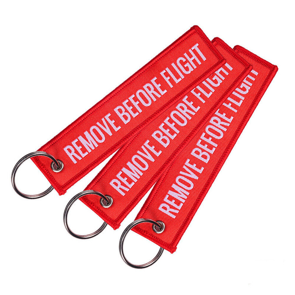 5 PCS Embroidered REMOVE BEFORE FLIGHT Keychain Lanyard Luggage Tag Keyring