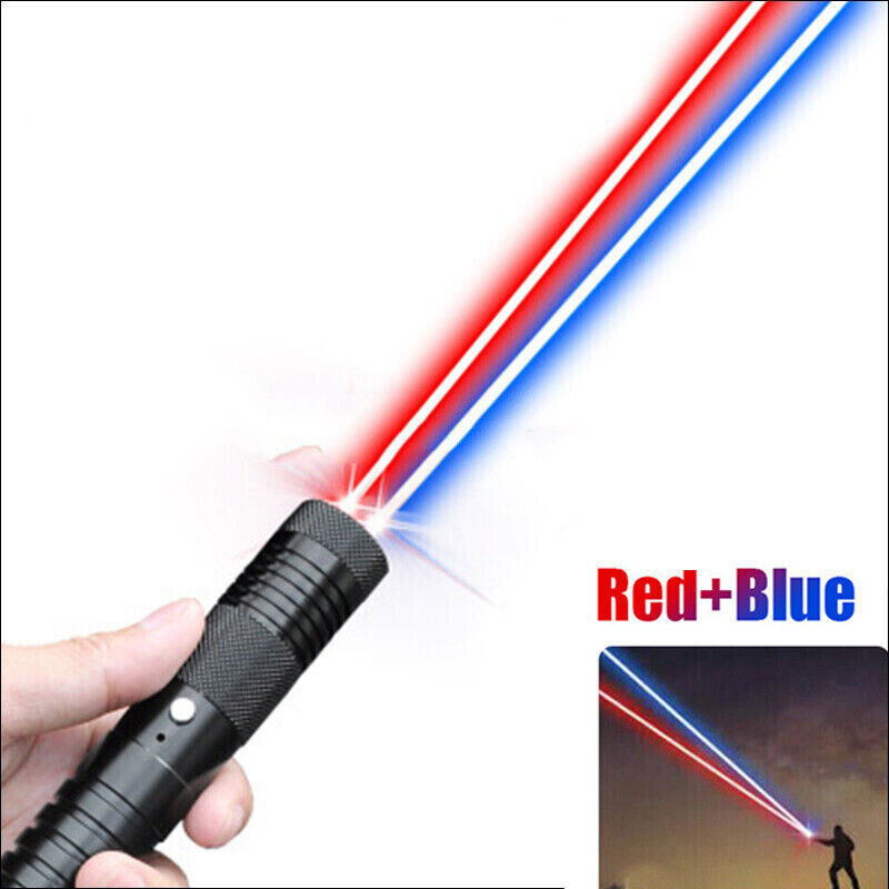 High Power BLUE&Red Two Colors Long Distance Laser Pointer Visible Lazer Lights