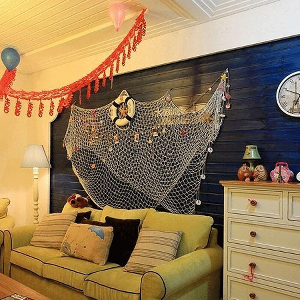 NEW Fishing Net Household Sea Nautical Net Shell Decor Background Photographic