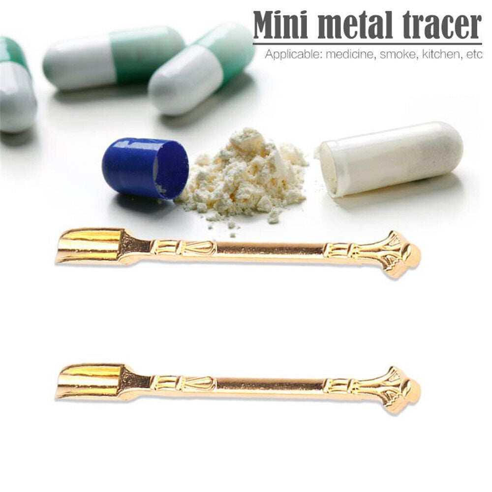 2Pcs Aluminum Gold Snorter Snuff Spoon Shovel Medicine Spoon