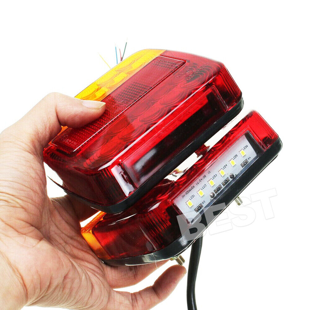 2X Trailer tail lights 26 LED Stop Tail Lights Kit Submersible Boat Truck Lamp