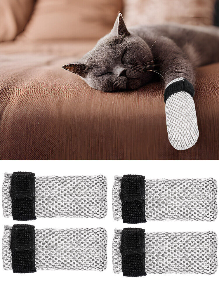 4Pcs Cat Mittens Adjustable Cat Foot Covers Breathable Mesh Cat Mittens