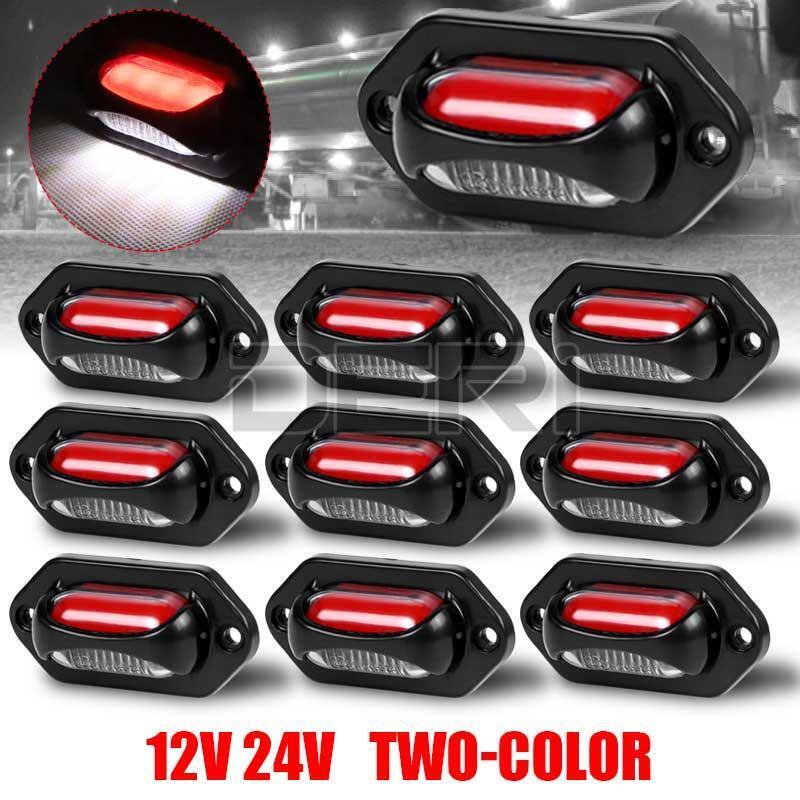 10x White Red LED License Number Plate Lights Truck Trailer Van Caravan 12V 24V