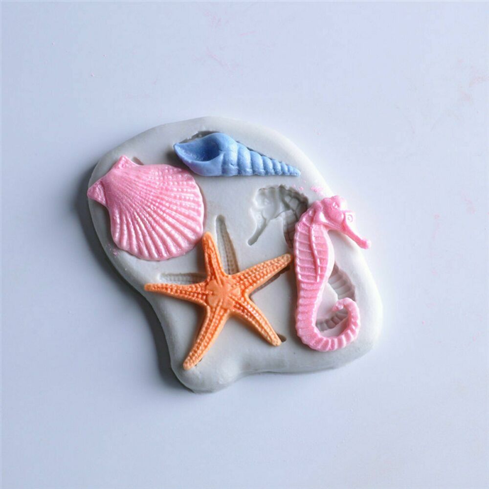 Sea Horse Conch Silicone Fondant Cake Sugarcraft Mould Chocolate Baking Mold DIY