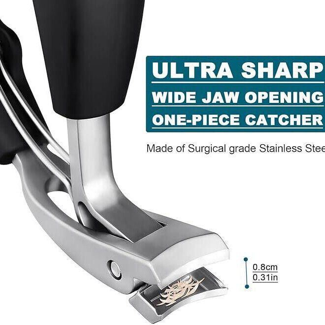 Sherum Clipmaster Pro, Ergonomic Angled Head Thick Toenail Clipper for Seniors