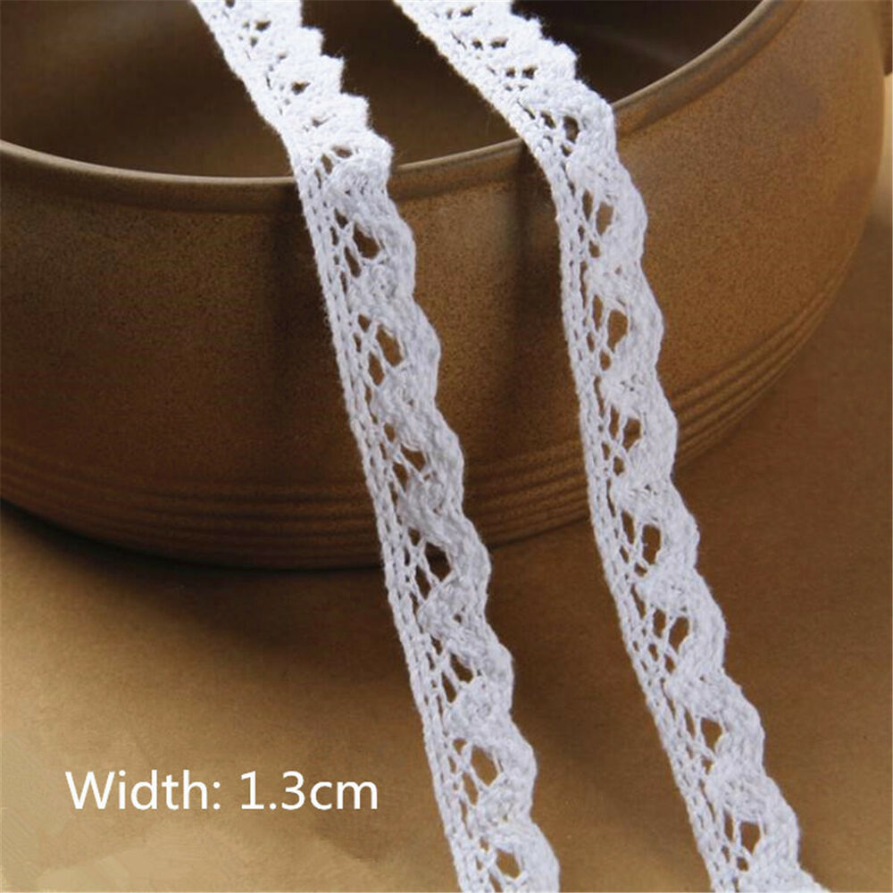 10M Cotton Crochet Embroidered Lace Edge Trim Ribbon Appliques Sewing DIY Craft