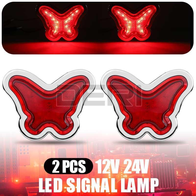 2x Red LED Side Clearance Marker Lights Truck Trailer Lamps 12V 24V New Design