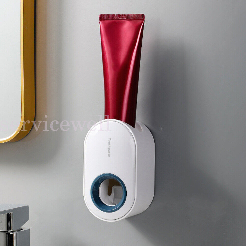 NEW Automatic Toothpaste Dispenser Wall-mounted Rack Toothbrush Holder Bathroom