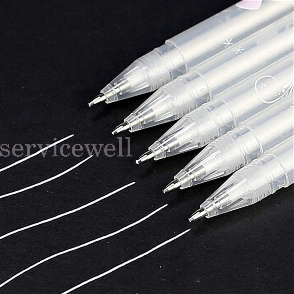 3Pack 0.8mm Fine F Tip White Gel Ink Marker Pen Drawing Art Sketching Painting