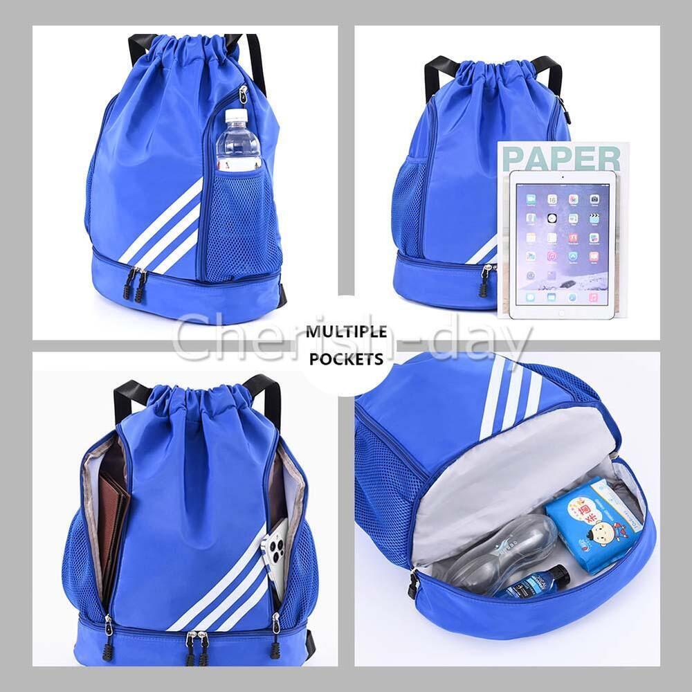 Women Mens Drawstring Backpack Bag Gym Sports Sack Portable Shoe Balls Bags