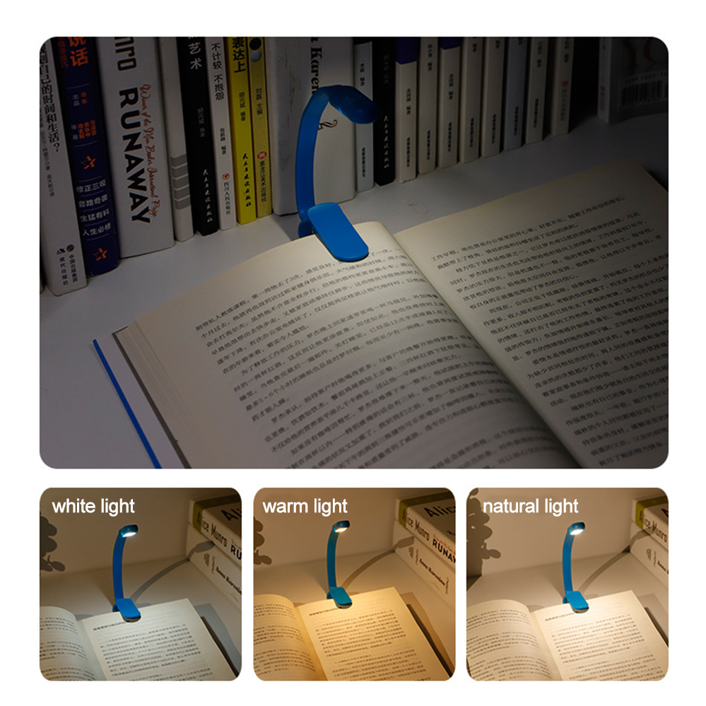 Mini Portable Clip-On Reading Lamp LED Night Light Book Light 3 Modes Brightness