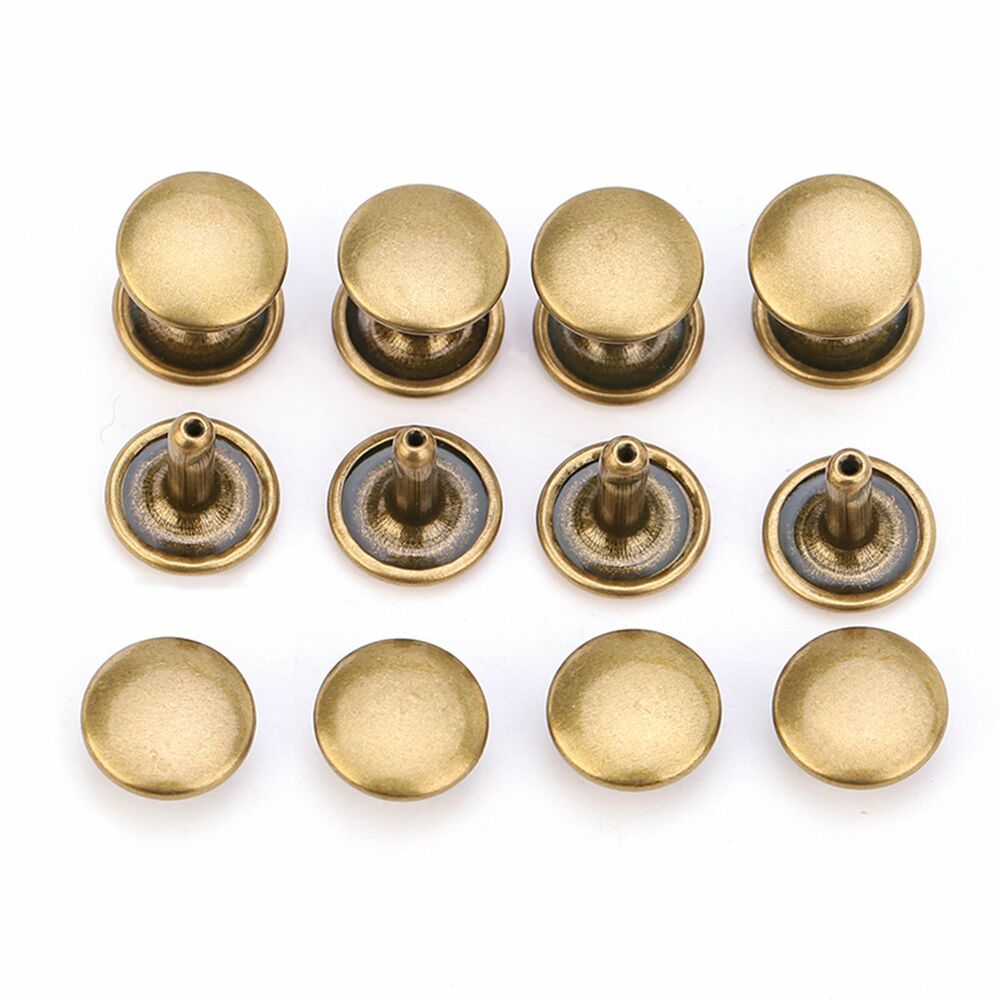 100pcs Metal Rapid Rivets Double Cap Round Rivet Studs 8mm, 10mm with Short 6mm