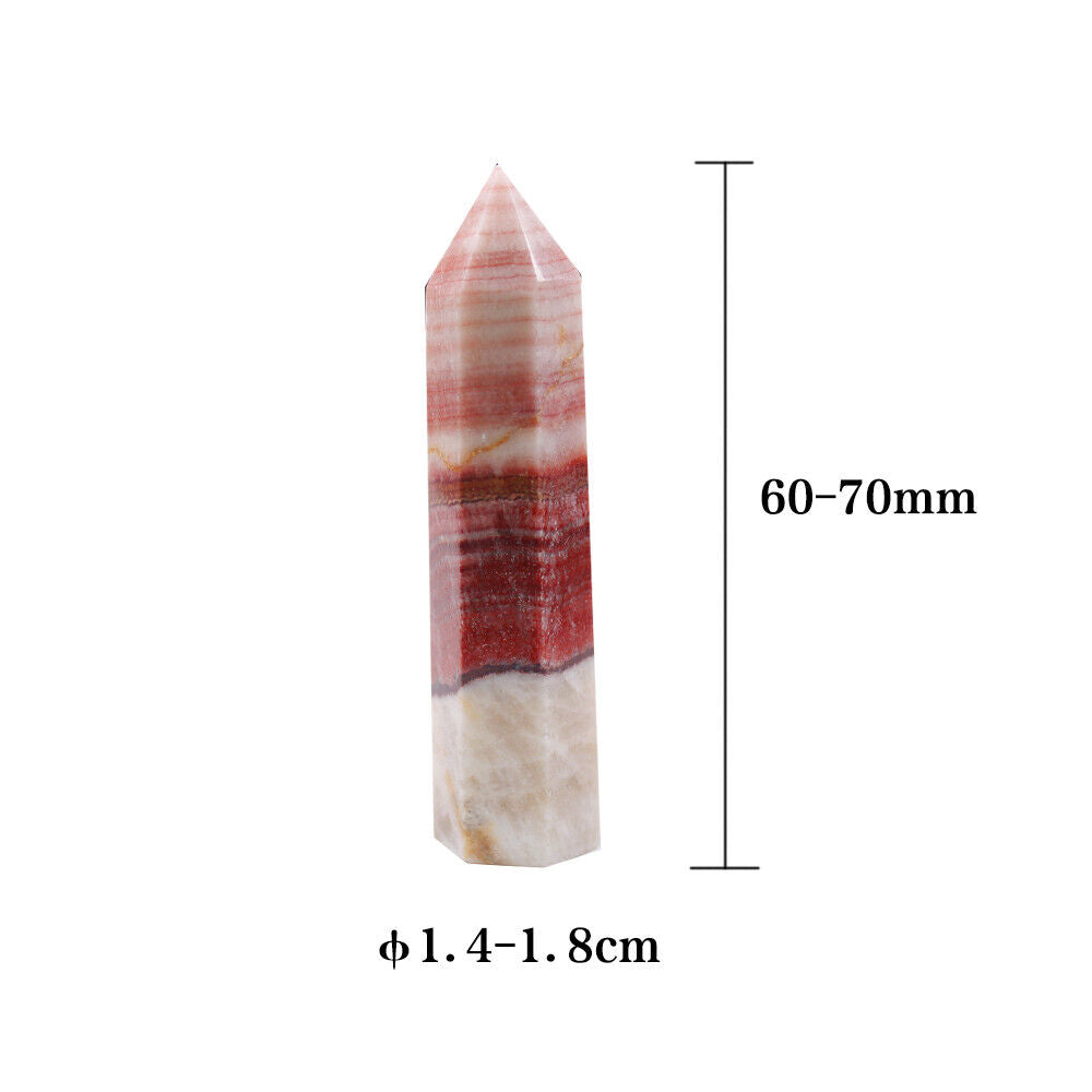 5~7cm Natural Rhodochrosite Quartz Obelisk Crystal Wand Point Healing