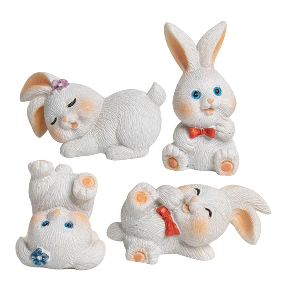 4pcs Mini Easter Rabbit Resin Figurine for Home Garden Lawn Yard Decorations