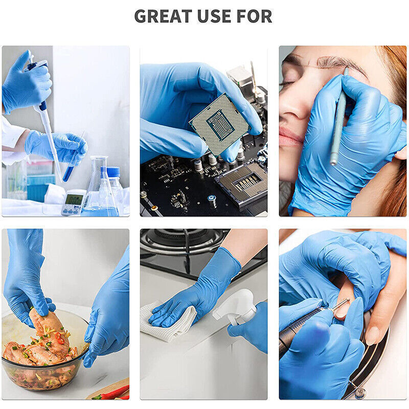 500xBlue Nitrile Gloves Thick 5g Powder Free Industrial Medical Mechanic Tattoo