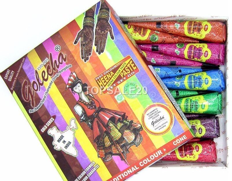 Multi Color Henna paste cones tattoo kit body art temporary mehandi