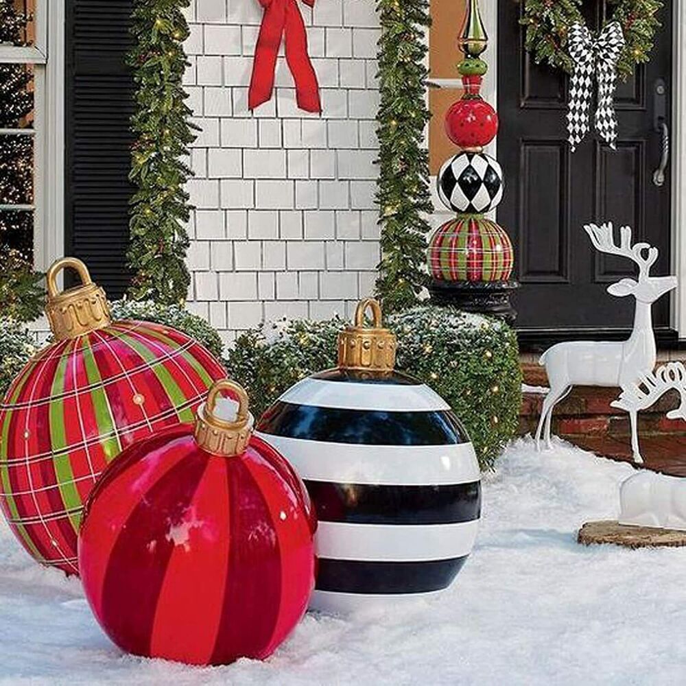 60cm Christmas Inflatables Balls Decorations Outdoor Yard Xmas Decor Balloons