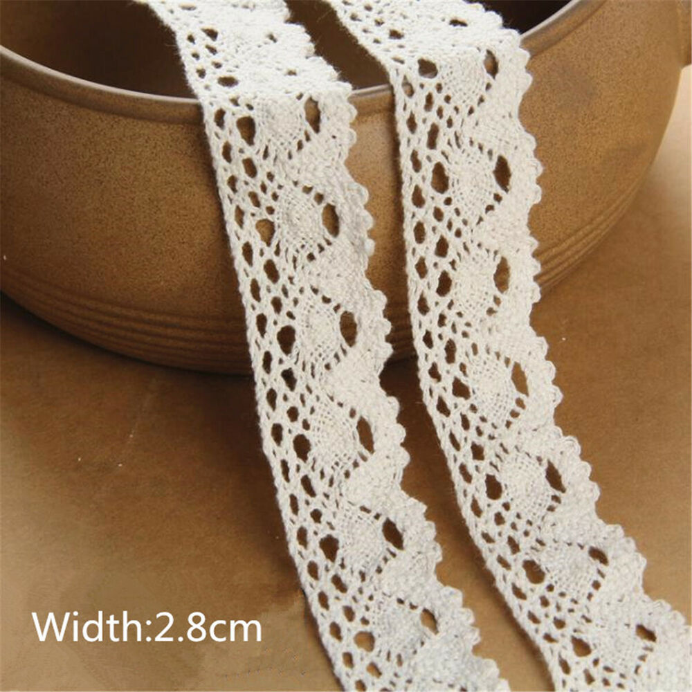 10M Cotton Crochet Embroidered Lace Edge Trim Ribbon Appliques Sewing DIY Craft