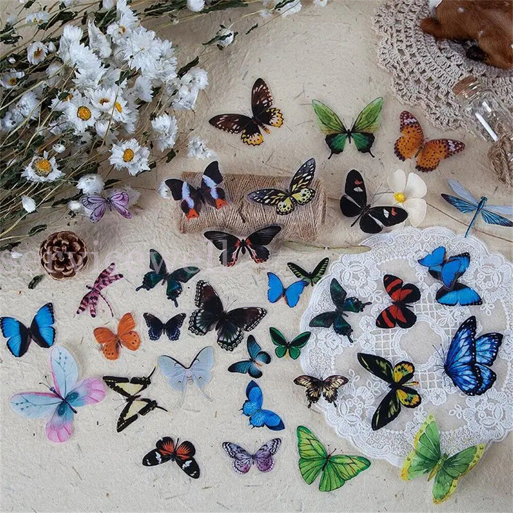 40Pcs 20 Style Butterfly Sticker With Adhesive Planner Album Journal Stationery