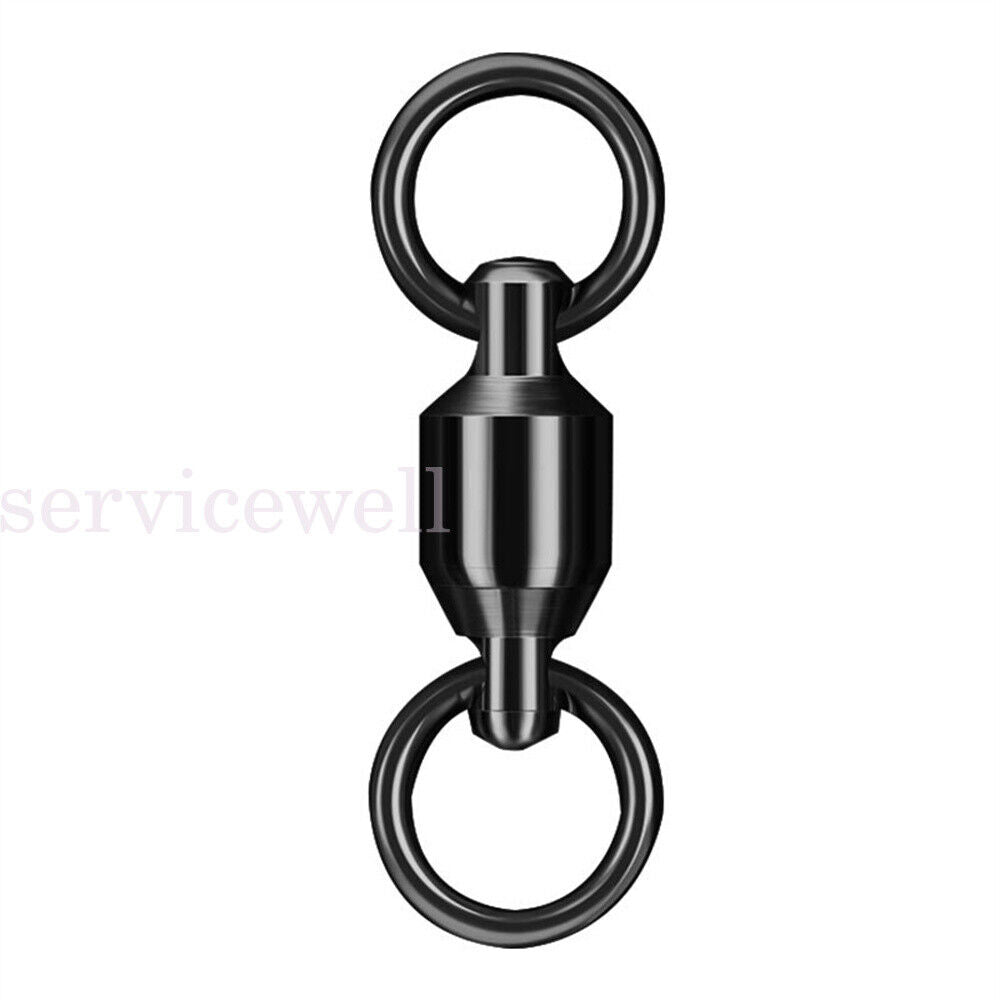 60pcs Black Fishing Ball Bearing Swivel Solid Rings Stainless 1/2/3/4/5#