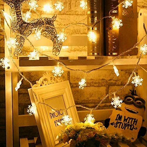 Snowflake Fairy Lights 40 LED Battery String Light for Outdoor Bedroom Christmas