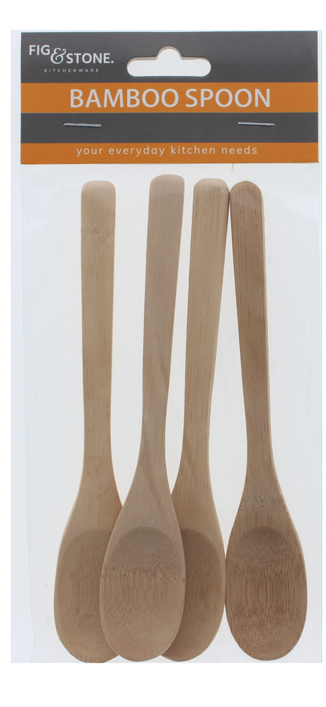 4pcs Large Natural Bamboo Spoon Fork Scoop 16cm Kids Food Safe Tea Stirrer