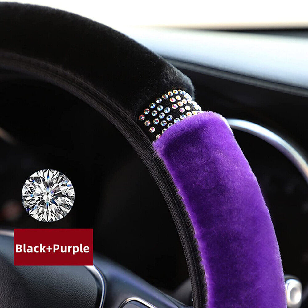 Purple Car Parts Steering Wheel Cover Rhinestone Anti-slip Protector Accessories